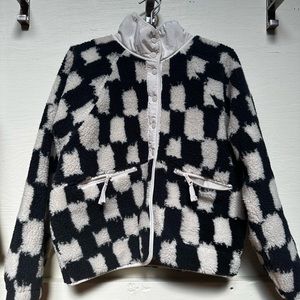 Free People Movement Hit The Slopes Black and White Checkered Fleece
